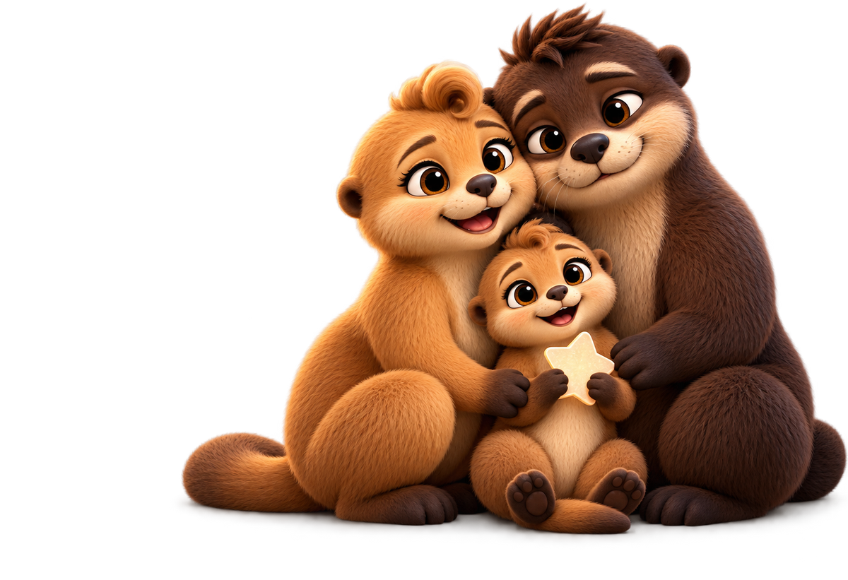 The Lutrini family, Bruno, Mila and Bibi